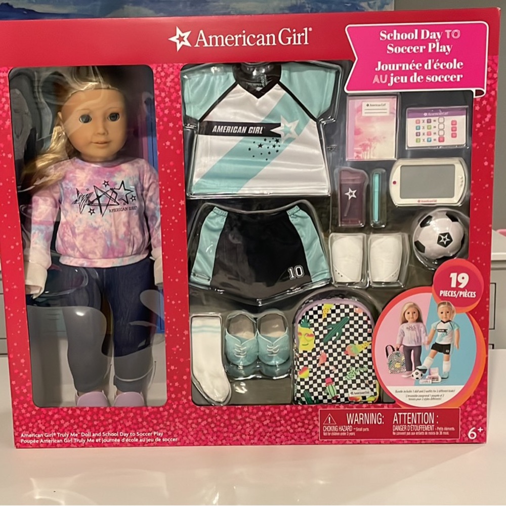 American Girl ‘School day to soccer play’ set NIB